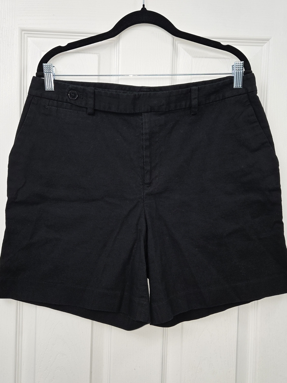 Lauren Ralph Lauren Womens Size 14 Black Textured Shorts Stretch Cotton Mid Rise